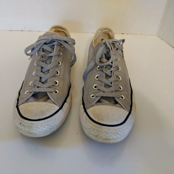 CONVERSE ALL STAR LOW TOP WOMEN'S SZ 10 GRAY W/METALLIC LACES - Picture 3 of 10